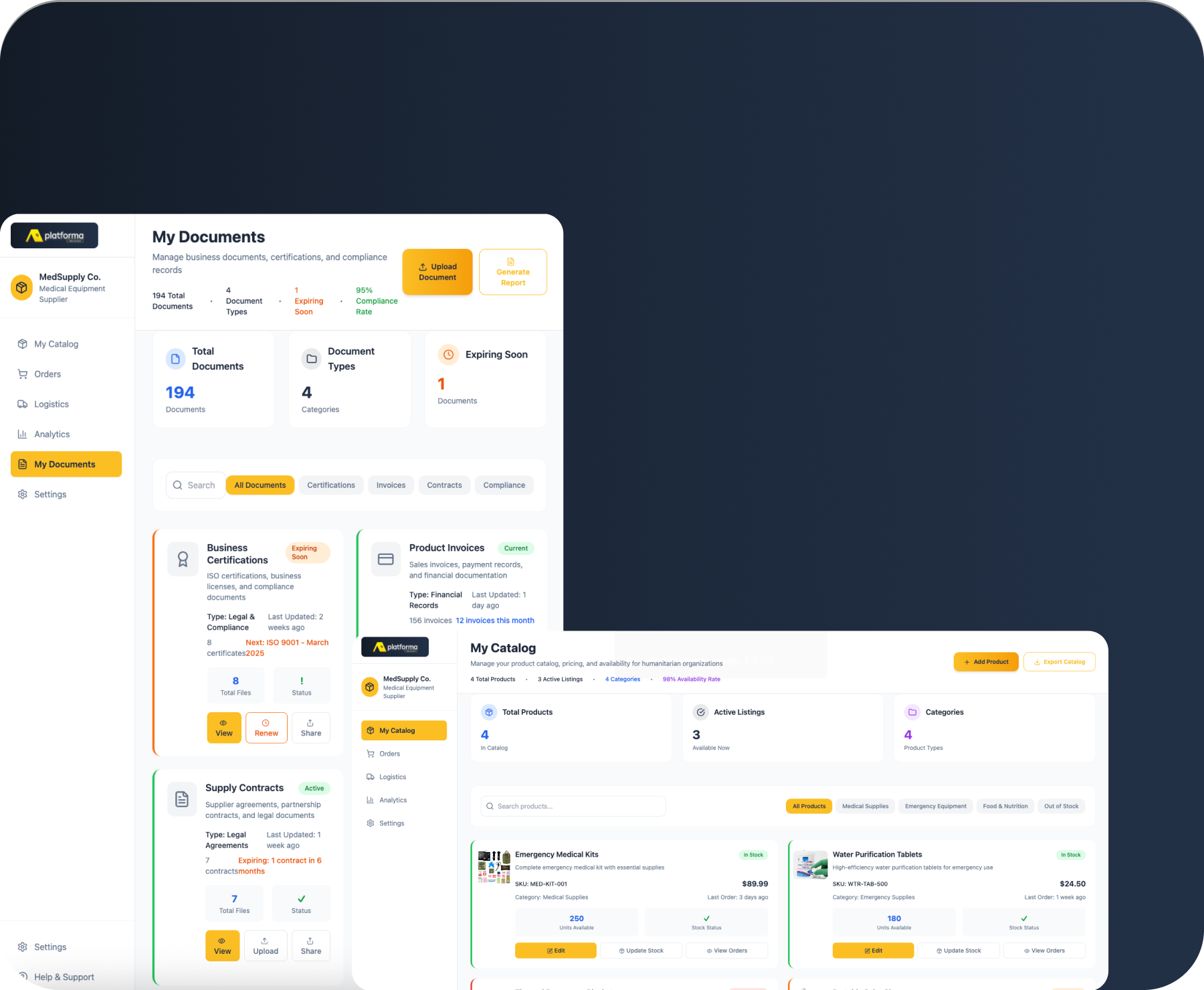 Supplier Dashboard
